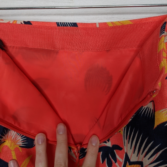 J.Crew Floral Mini Skirt Linen Blend orange size 4 - Picture 5 of 7